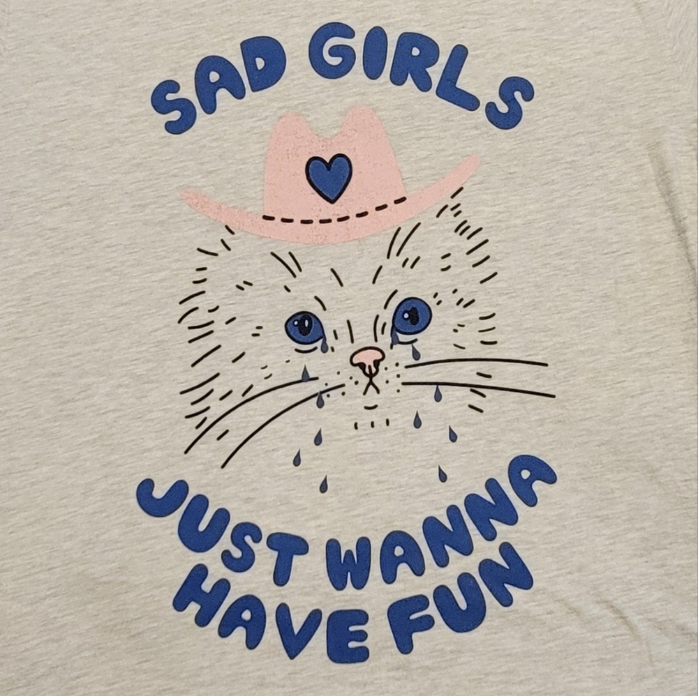 XL Sad Girls Just Wanna Have Fun Cat Cowgirl